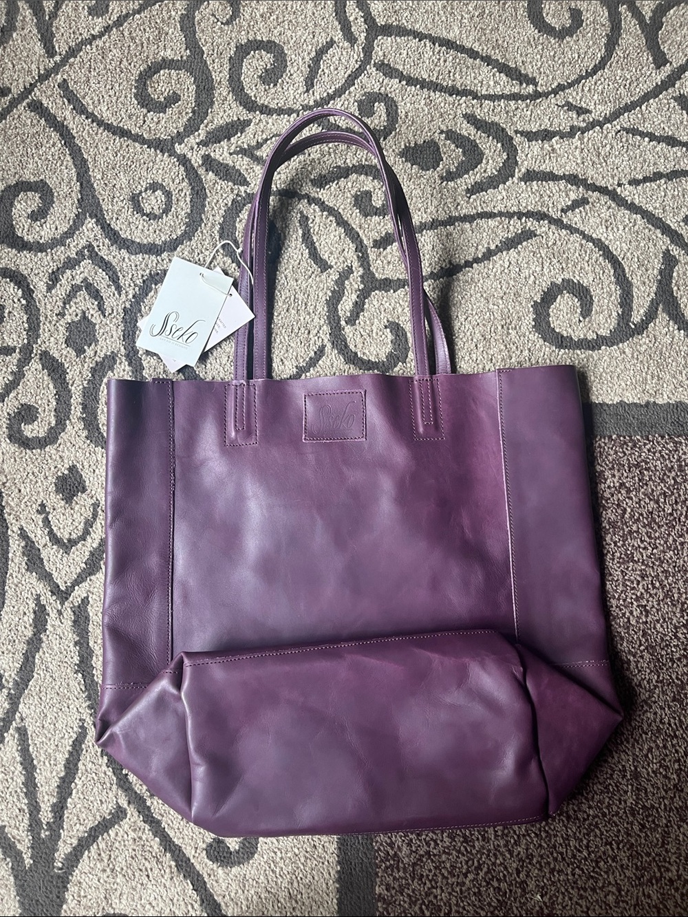 Sseko Purple Leather Tote